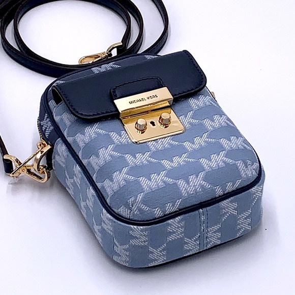 MICHAEL KORS SLOAN EDITOR SMALL NS  TOP ZIP FLAP PACKET PHONE XBODY NAVY MULTI - Picture 6 of 16